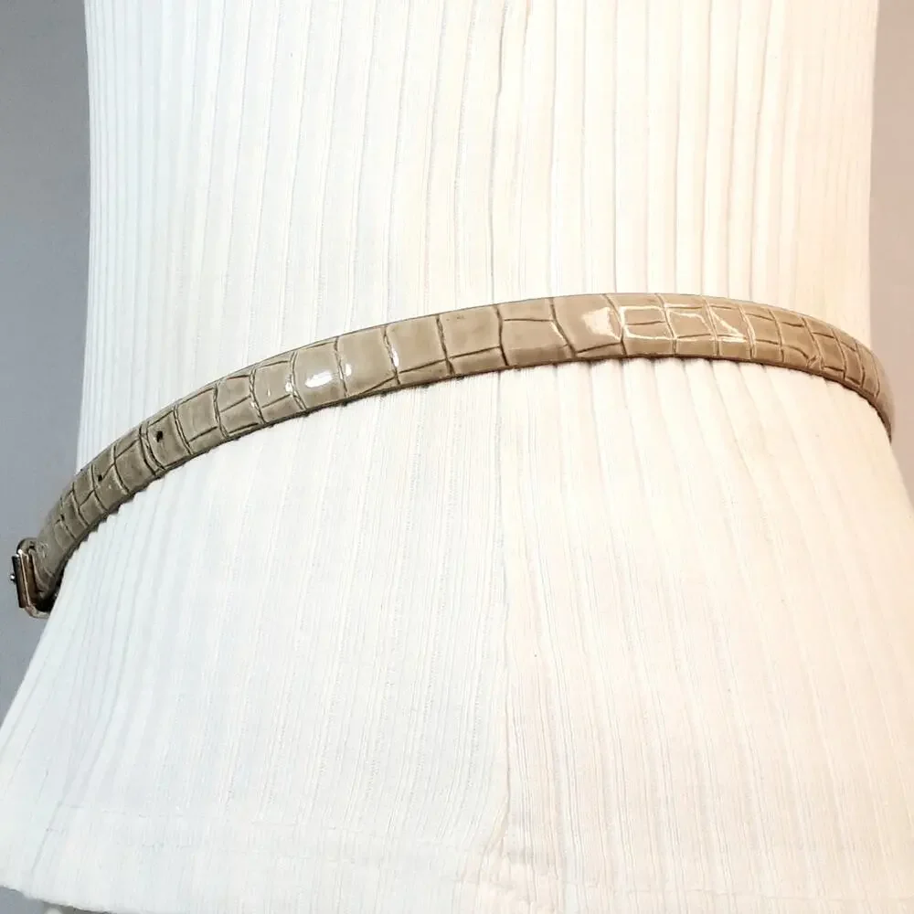 💎Ann Taylor Natural Tan Reptile Print Skinny Belt Size Small Medium